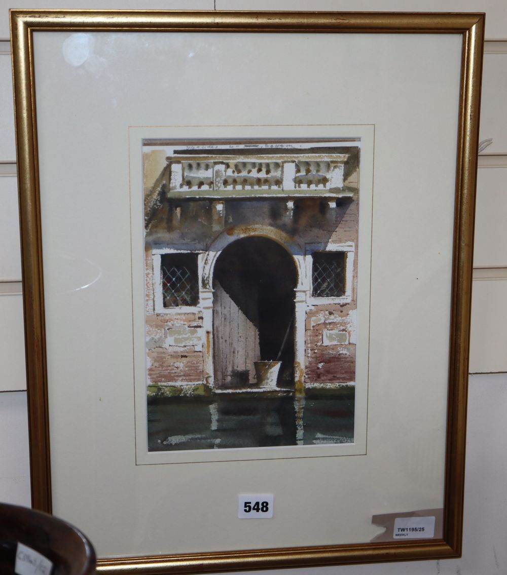 Michael Felmingham (b. 1935), Canal Doorway, watercolour, 27cm x 18cm